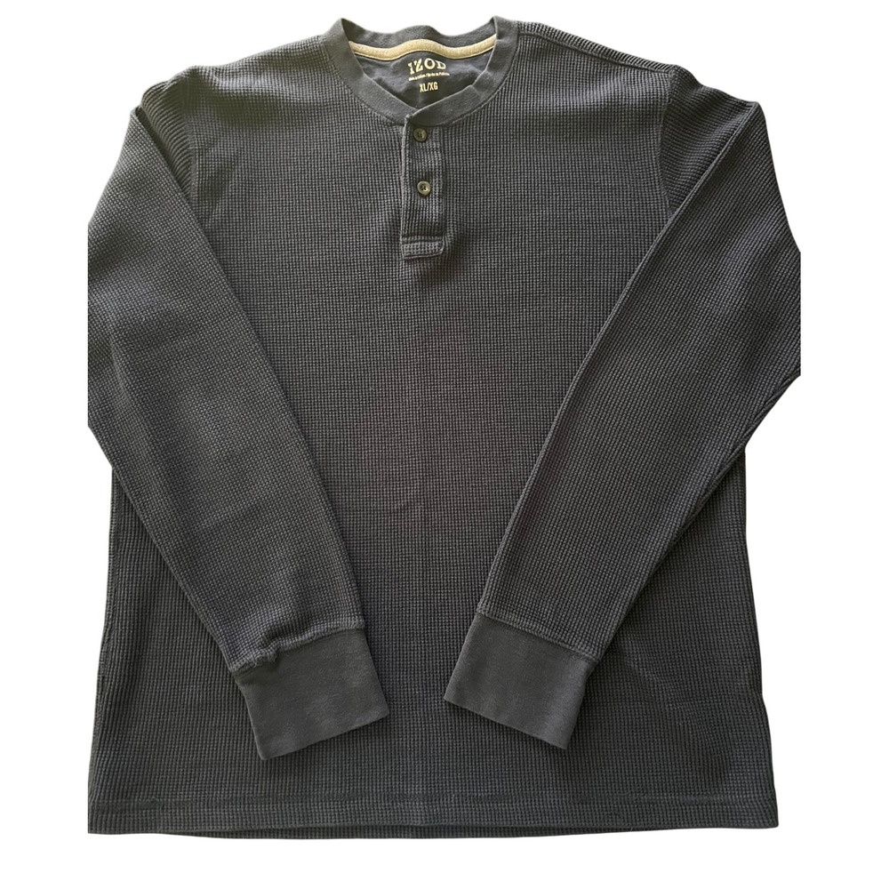 Izod Mens Waffle Knit Henley Shirt 2 Pack Navy Blue Gray XL Long Sleeve - Picture 10 of 16